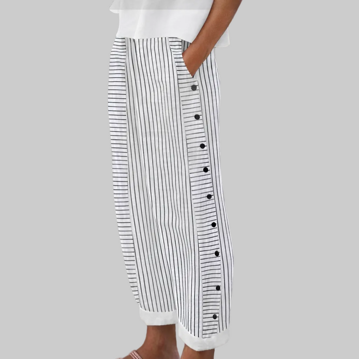 Sabrina - Striped Button Pants