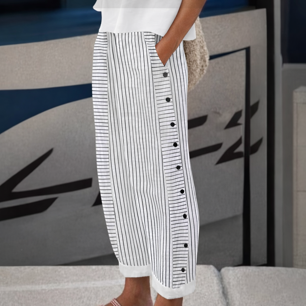 Sabrina - Striped Button Pants