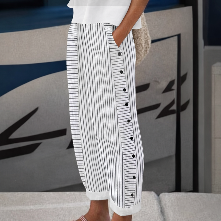 Sabrina - Striped Button Pants